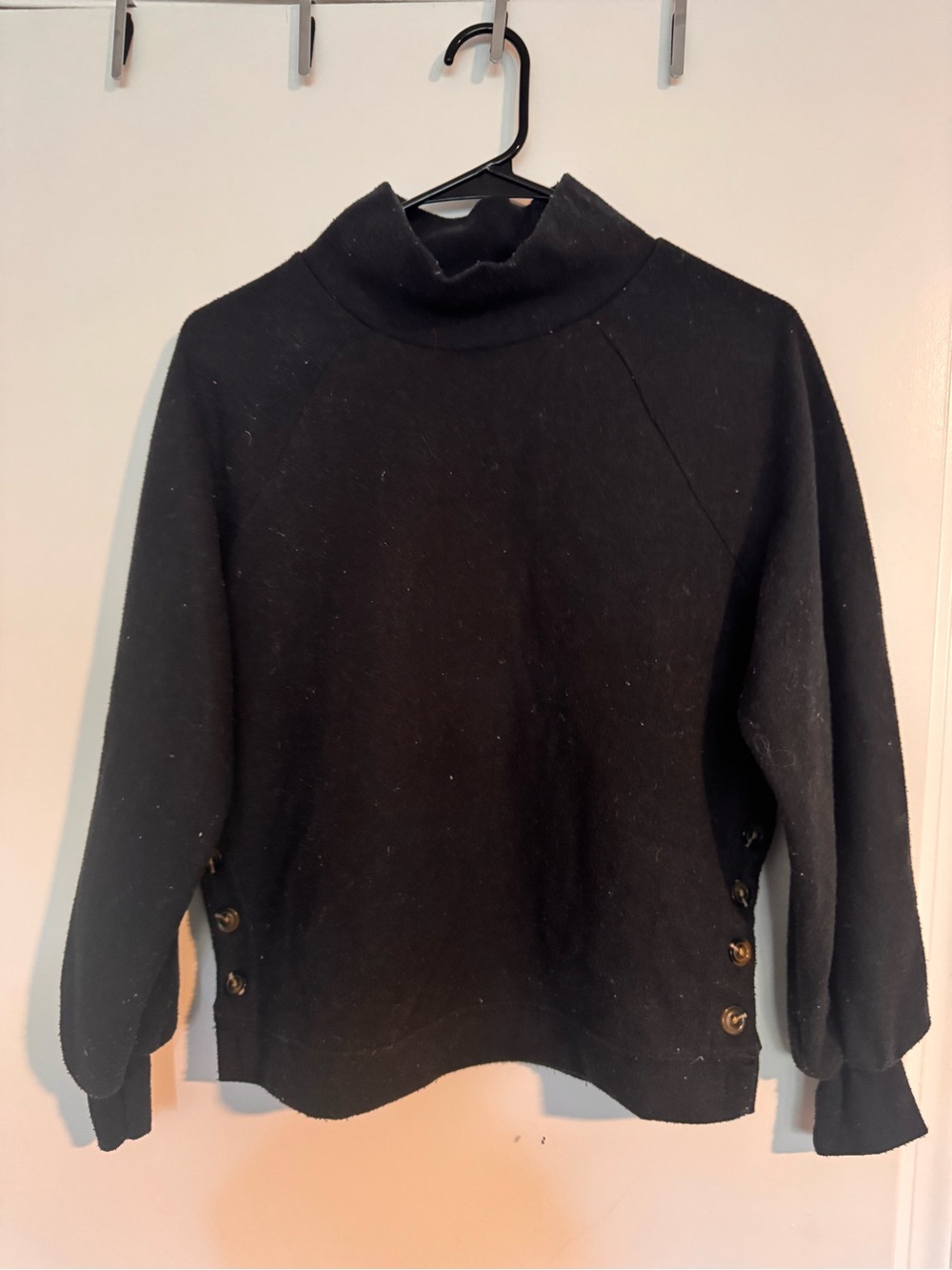 Who What Wear Black Button-Side Turtleneck Sweater